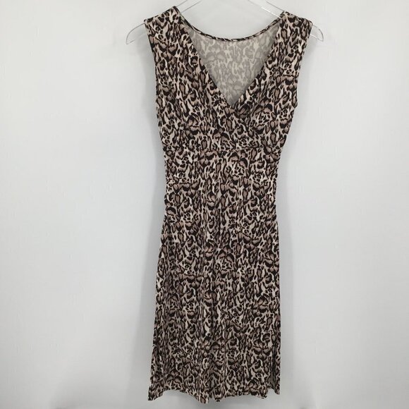 DVF Diane von Furstenberg Jolene Leopard Bark Small shift dress silk tan new 0 - Picture 3 of 6